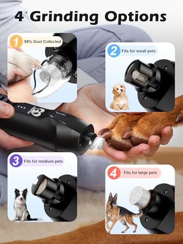 Electric Pet Nail Grinder with LED Lights, 6 Speeds & High-Power Rechargeable Design