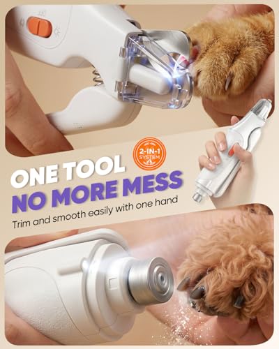 2-in-1 Pet Nail Clipper & Grinder with Safety Guard and LED Lights