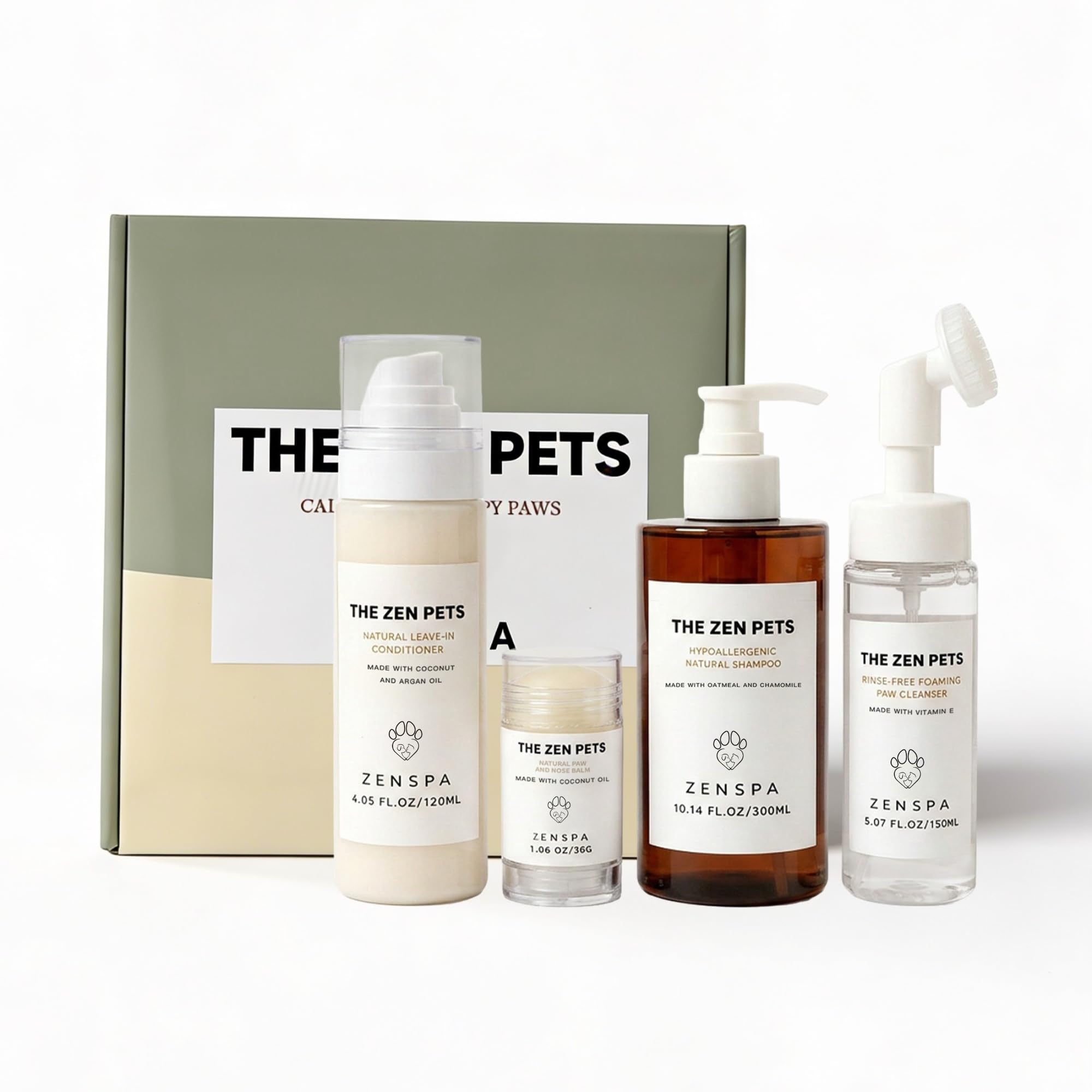 4-in-1 Pet Spa Kit with Oatmeal Shampoo, Conditioner & Paw Care