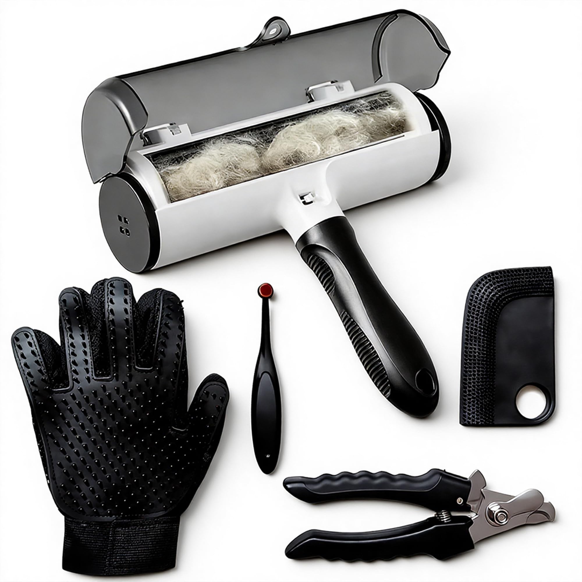 Pet Hair Remover Roller & Grooming Kit Set (5-Piece)