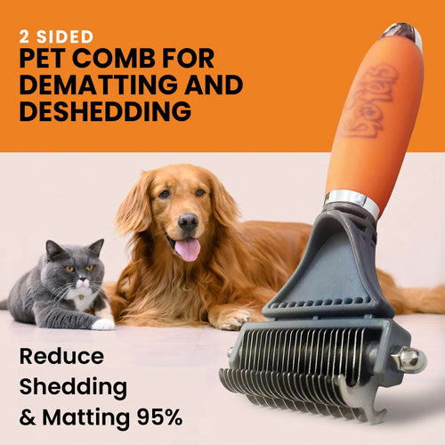 2-Sided Deshedding & Dematting Comb with Stainless Steel Blades